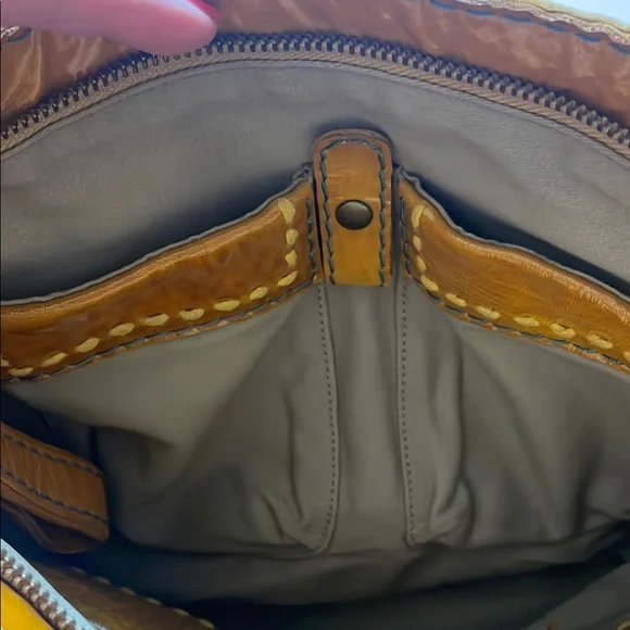 49 Square Miles Vibrant Yellow Leather Shoulder Bag with Glossy Finish - Picture 10 of 13